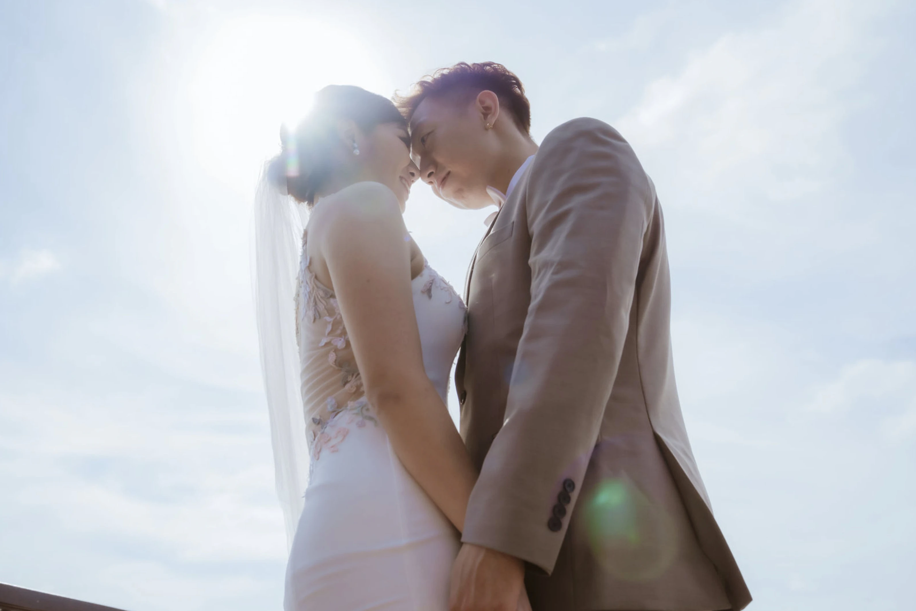 Couple sharing a celebratory moment